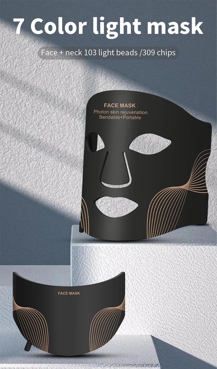 Máscara LED 7 Cores UBilli - Fototerapia Anti-Idade Profissional