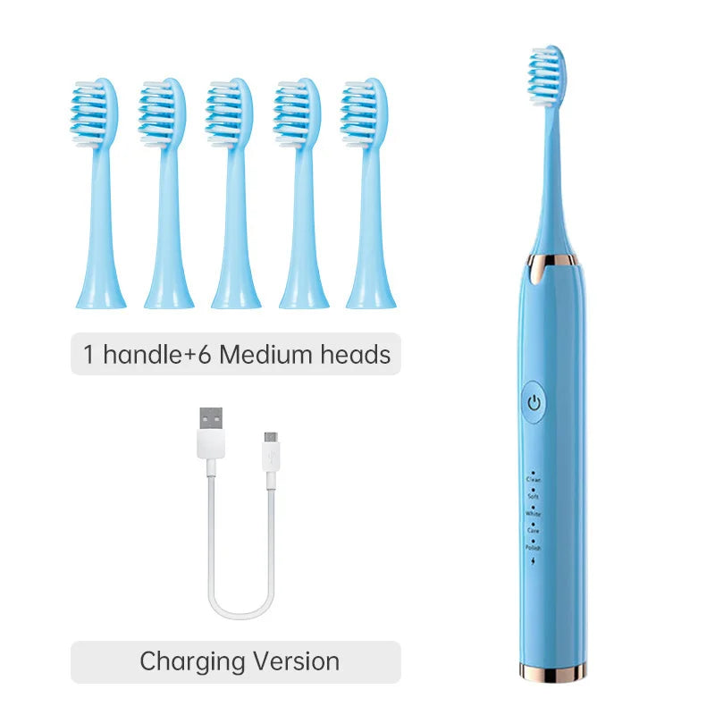 Escova  Elétrica Tongwode- 5 Modos+6 Refis-Recarregavel USB