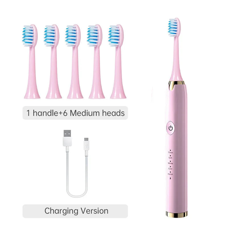 Escova  Elétrica Tongwode- 5 Modos+6 Refis-Recarregavel USB